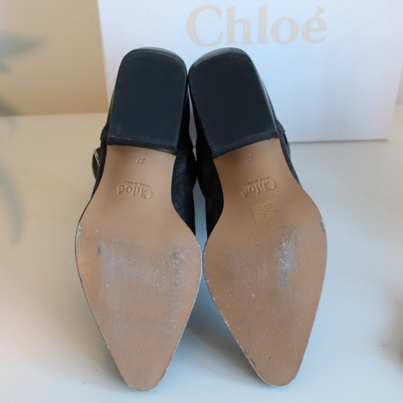 CHLOE - RYLEE BUCKLE-STRAP ANKLE BOOTS IN BLACK & GREY - Picture 4 of 7